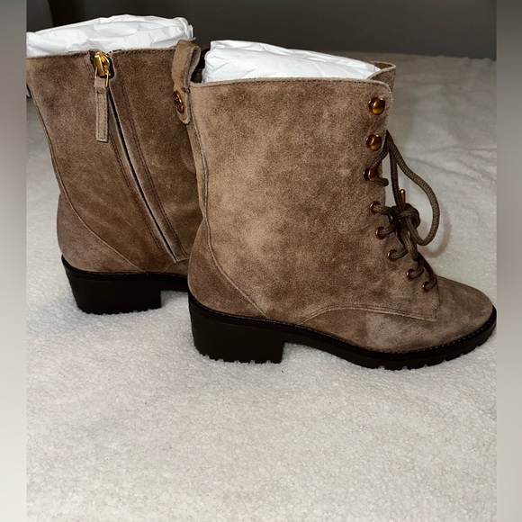 Tory Burch Suede Lug Sole Combat Boots - Picture 6 of 8